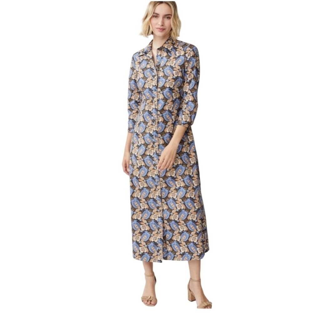 J.McLaughlin Louisa Pomegranate Grove Floral XS Shirtdress Classic Preppy